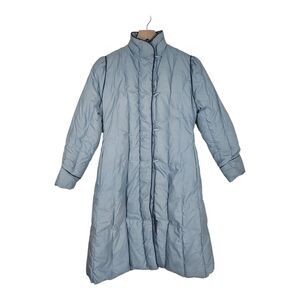 Woolrich Womens Down Coat Size Small Blue Puffer Toggle Vintage Long Jacket